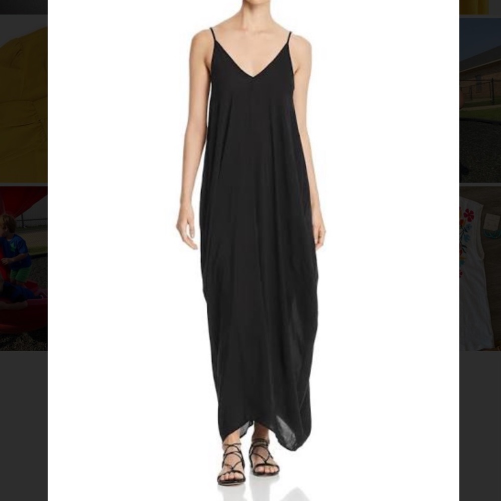 Elan Black V-Neck Spaghetti Strap Maxi Dress
